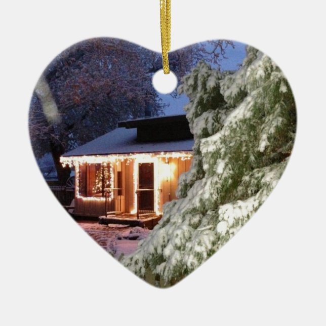 Helgdag med hög Sierra Julgransprydnad Keramik (Framsidan)
