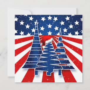 Helgdag-meddelande för Patriotic Julgranar Julkort