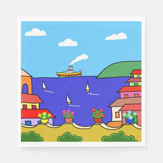 Helgdag Medelhavet Pappersservett (Framsidan)