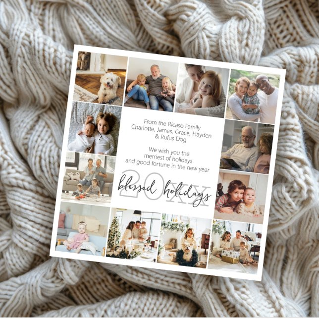 Helgdag Memorials 12 Photo Template-jul Julkort (Holiday Memories 12 Photo Template Christmas cards from Ricaso. Your own photograph, make your own)