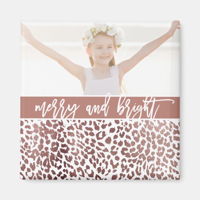 Helgdag Merry and Bright Leopard Print Photo Magnet (Framsidan)