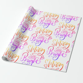 Helgdag Merry and Bright Rainbow Script Presentpapper