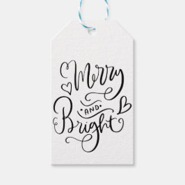 Helgdag Merry and Bright Script Typography Presentetikett