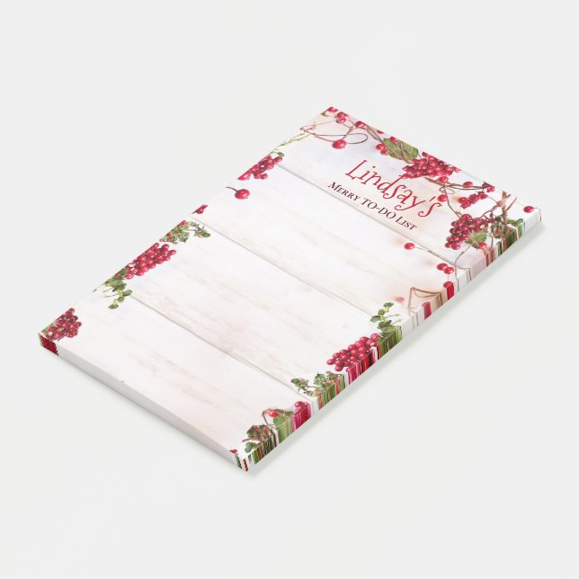 Helgdag Merry Berries to Do List Post-it Block (Vinklad)