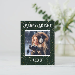 Helgdag Merry & Bright Photo Grönt Starlight Helg Vykort
