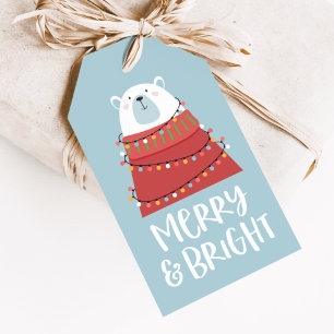 Helgdag Merry & Bright Polar Bear Presentetikett