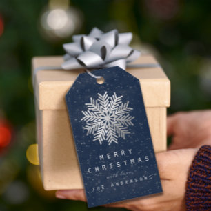Helgdag Merry Gift till Snöflingor Star Silver-flo Presentetikett