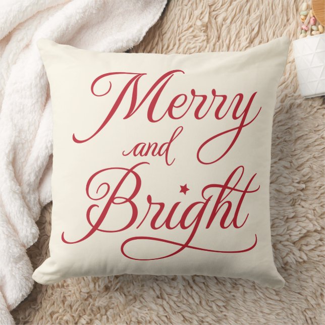 Helgdag Merry och Bright Red Script Kudde (Filt)