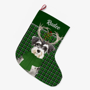 Helgdag Miniature Schnauzer Play med Hund's Namn Stor Julstrumpa