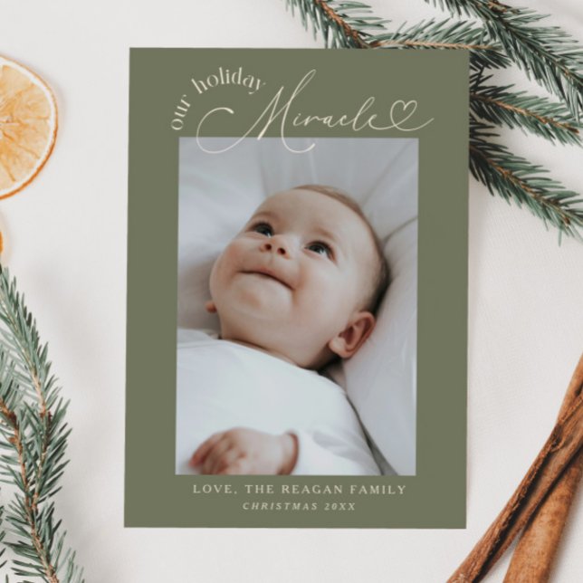 Helgdag Miracle Sage Grönt Birth Notice Meddelande (Skapare uppladdad)