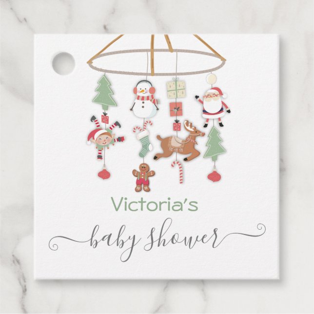 Helgdag Mobile Baby Shower Gåvor Etiketter (Framsida)