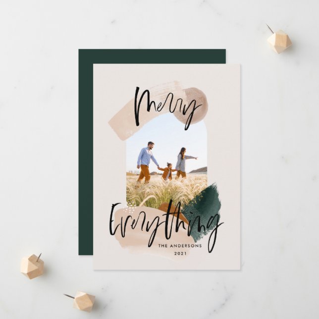 Helgdag Modern abstrakt grönt, fotopatch till jul Meddelande (Fram/Back In Situ)