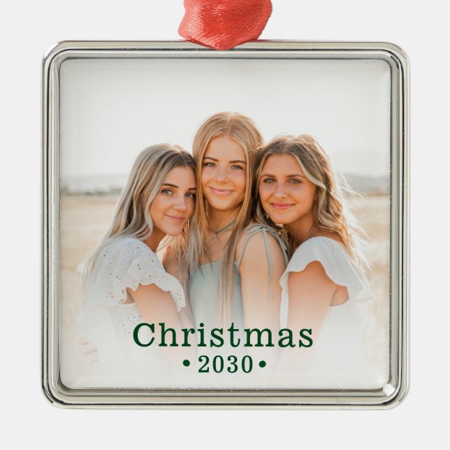 Helgdag Modern Family Photo Metall Ornament (Framsidan)