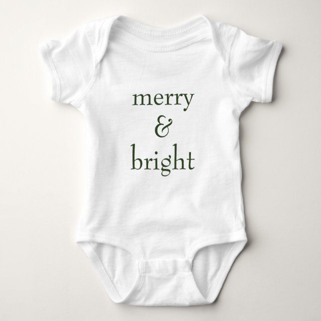 Helgdag Modern Merry & Bright Grönt - jul T Shirt (Framsida)