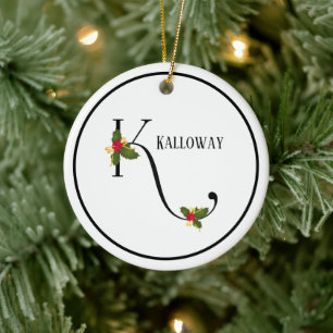 Helgdag Monogram Brev K-Personlig Julgransprydnad Keramik