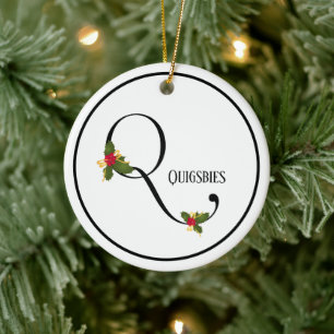 Helgdag Monogram Brev Q Personlig Julgransprydnad Keramik