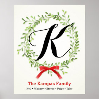 Helgdag Monogram-familjens utskrift, Mistletoe-uta Poster