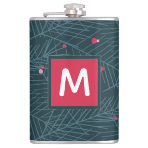 Helgdag Monogram Modern Spruce and Berries Anpassn Fickplunta