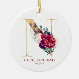 Helgdag Monogram, nylyft eller fotovit i familjen Julgransprydnad Keramik