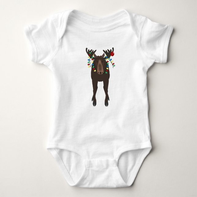 Helgdag Moose Baby Bodykostym T Shirt (Framsida)