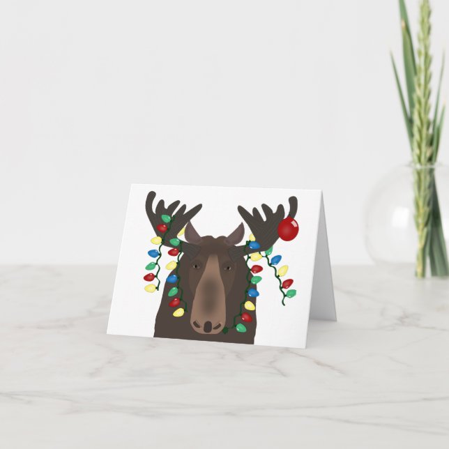 Helgdag Moose Greeting Card Tack Kort (Framsida)
