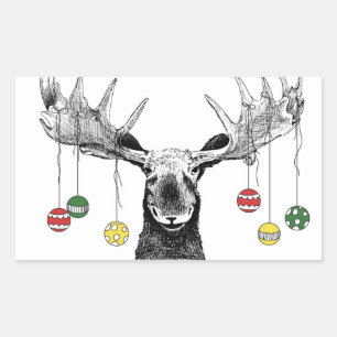 Helgdag Moose Rektangulärt Klistermärke