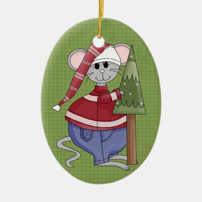 Helgdag Mouse Ceramic jul Ornament (Framsidan)