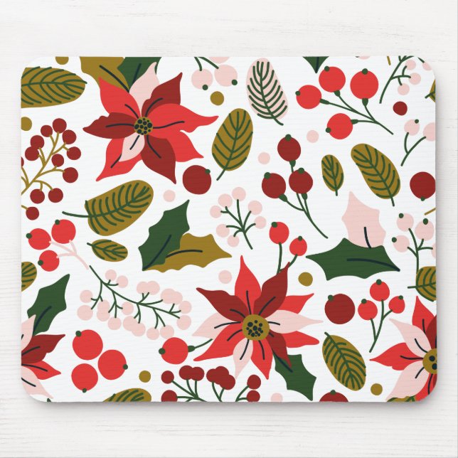Helgdag-musmatta för Poinsettia vintertid Musmatta (Framsidan)