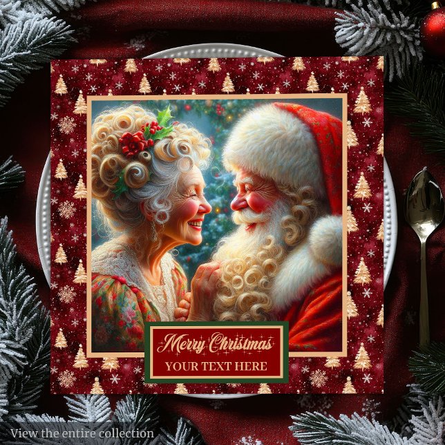 Helgdag Napkins Julgranar Red Guld Grönt Pappersservett (Holiday Napkins Christmas Trees Red Gold Green)