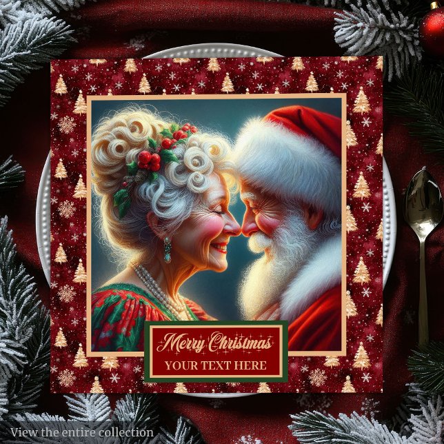 Helgdag Napkins Red Guld Grönt - juldesign Pappersservett (Holiday Napkins Red Gold Green Christmas Design)