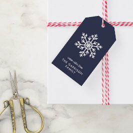 Helgdag Navy Winter Snowflake Presentetikett