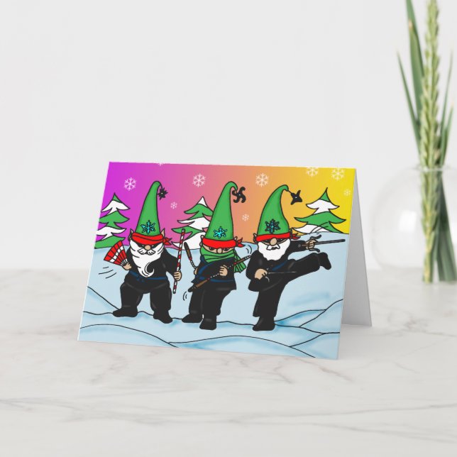 Helgdag Ninja Elves-hälsningskort Helgkort (Framsida)