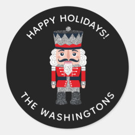 Helgdag Nutcracker Sticker Runt Klistermärke