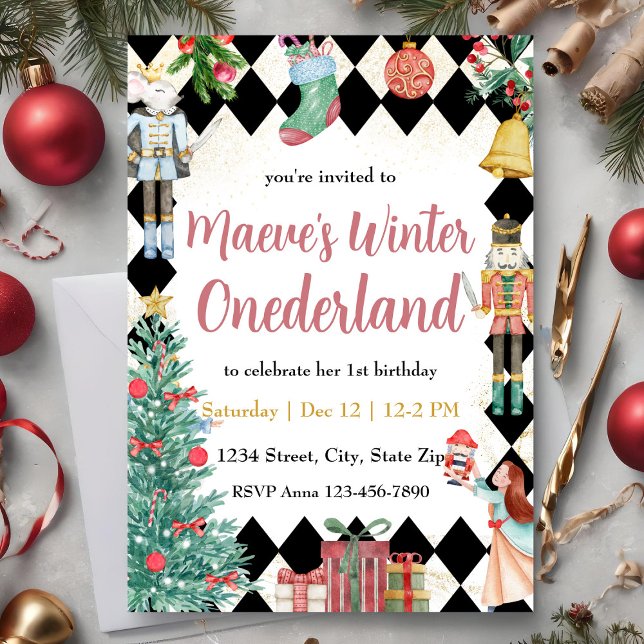 Helgdag Nutcracker Winter Onederland Inbjudningar (Skapare uppladdad)