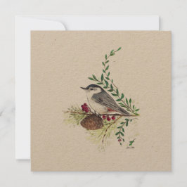 Helgdag Nuthatch Bird Painting Julkort