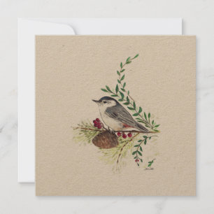 Helgdag Nuthatch Bird Painting Julkort