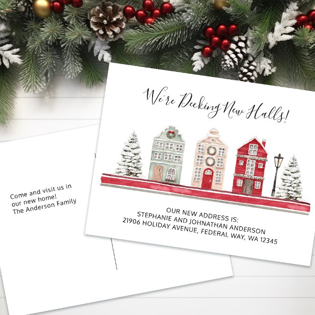 Helgdag Nytt meddelande om Flytta hemma Vykort (Holiday New Home Moving Announcement Postcard)