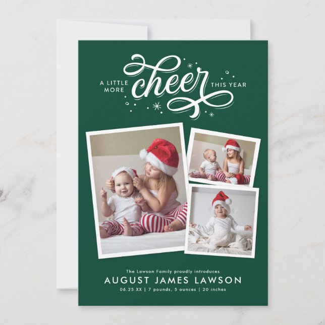 helgdag om julfödelsemeddelandet i nyfödd bebis julkort (Framsida)