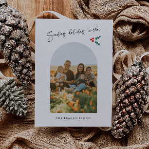 Helgdag Önskemål minimalistiskt Vit Arch Mistletoe Julkort