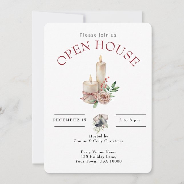 HELGDAG OPEN HOUSE CHRISTMAS CANDLE INBJUDNINGAR (Framsida)