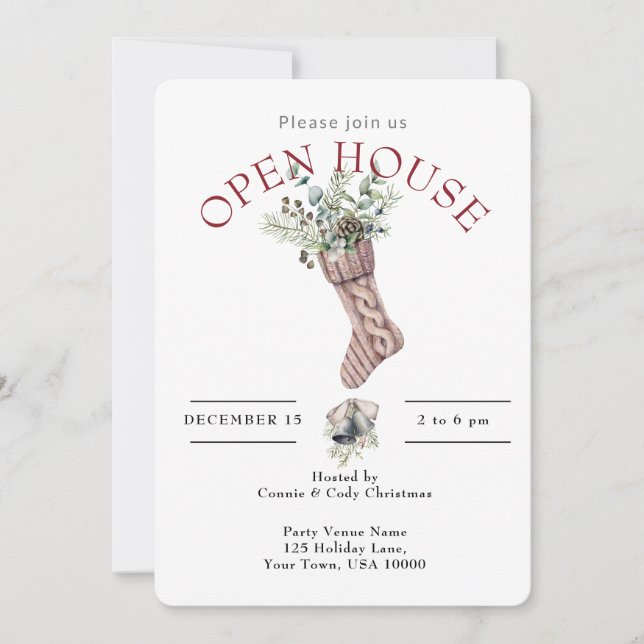 HELGDAG OPEN HOUSE CHRISTMAS STOCKING INBJUDNINGAR (Framsida)