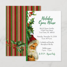 Helgdag Open House Grönt Glitter Santa Holly