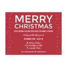 Helgdag Open House-jul Red Vin Party Inbjudan