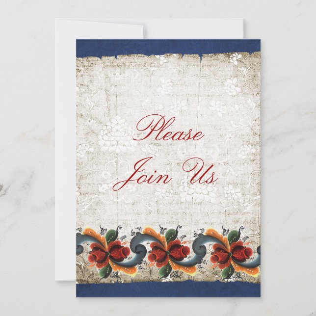 Helgdag Open House Rosemaling Inbjudningar (Framsida)