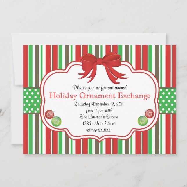 Helgdag Ornament Exchange Ginger Bread Manar Inbjudningar (Framsida)