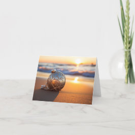 Helgdag Ornament på stranden vid soluppgång Tack Kort