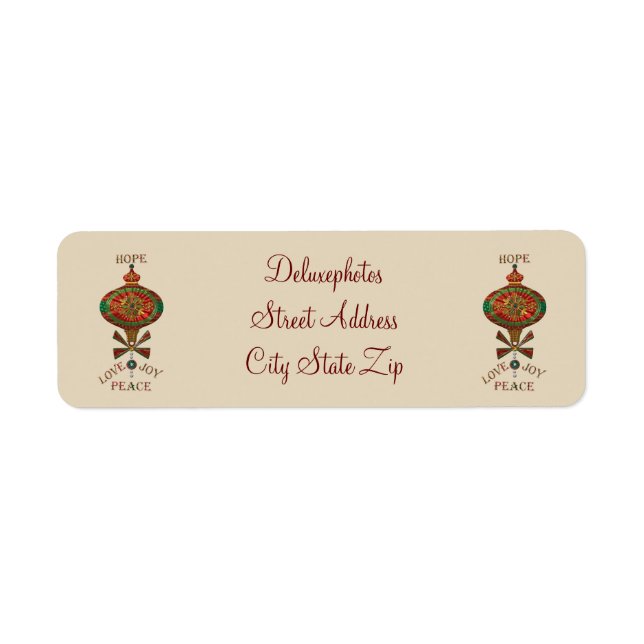 Helgdag Ornament Returadress Etikett (Framsidan)