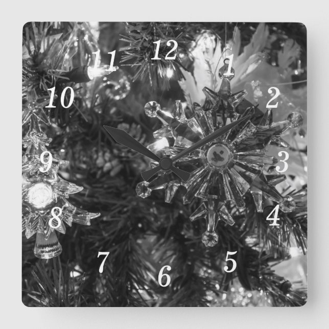 Helgdag Ornament Vägglås i gråskala Fyrkantig Klocka (Framsida)