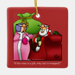 Helgdag Ornament vid Santa Vin Humor