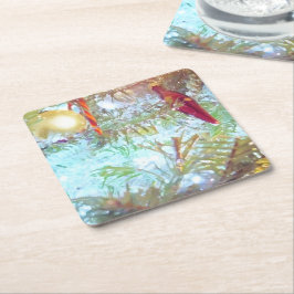 Helgdag Ornaments in Light Underlägg Papper Kvadrat